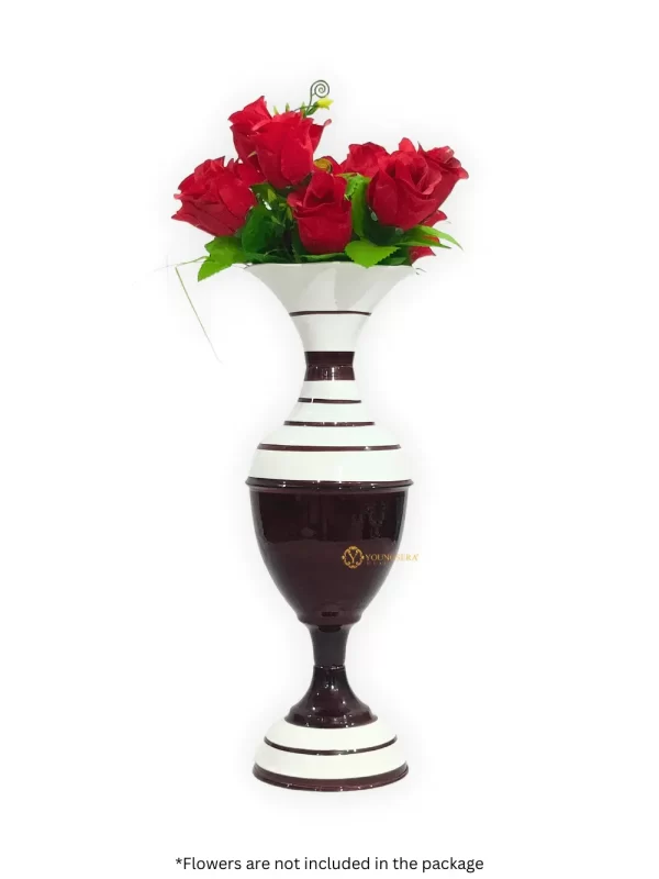 Youngsera Flower Vase for Table Decor | Small Size Lining Design Flower Vase For Table Decor | 16 Inch | Brown - Image 3