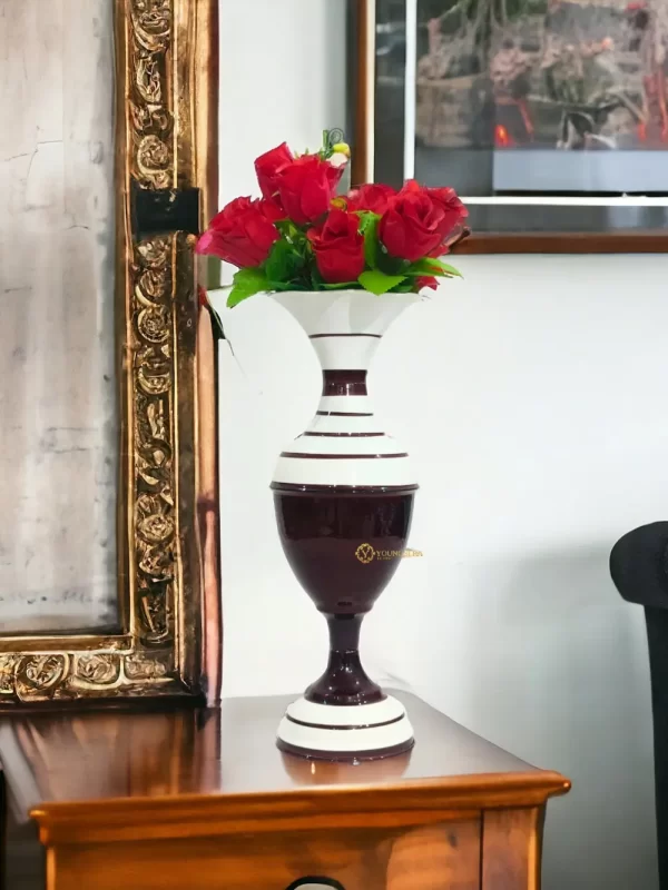 Youngsera Flower Vase for Table Decor | Small Size Lining Design Flower Vase For Table Decor | 16 Inch | Brown - Image 6