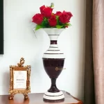 Youngsera Flower Vase for Table Decor | Small Size Lining Design Flower Vase For Table Decor | 16 Inch | Brown