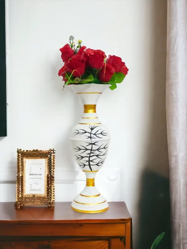 16_-SP-White-flowerpot-Main-lifestyle Youngsera Flower Vase for Table Decor | Small Size Shahi Tree Design Flower Vase For Table Decor | 16 Inch | White - Image 1