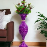 Youngsera - Timeless Beauty: Handcrafted Marble Flower Vase | 23 Inch Height | Perfect for Home decor, Living room, Dining table - Purple