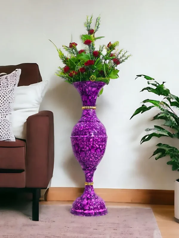 Youngsera - Timeless Beauty: Handcrafted Marble Flower Vase | 23 Inch Height | Perfect for Home decor, Living room, Dining table - Purple - Image 1