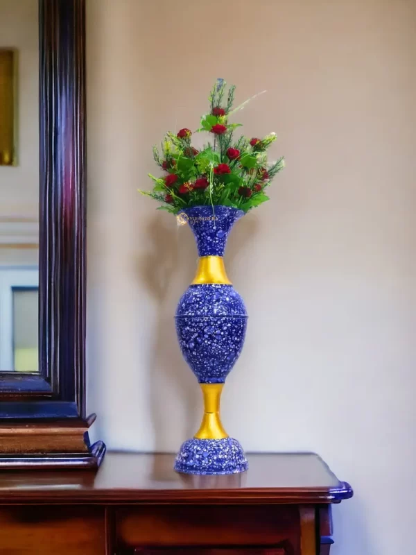 Youngsera - Timeless Beauty: Handcrafted Marble Flower Vase | 23 Inch Height | Perfect for Home decor, Living room, Dining table - Blue - Image 6