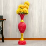 Youngsera Metal Flower Vase | Marble Design Flower Vase | Perfect for Home Decor, Living Room, Corner Space| 36-Inch Height | Pack Of 1 | Red