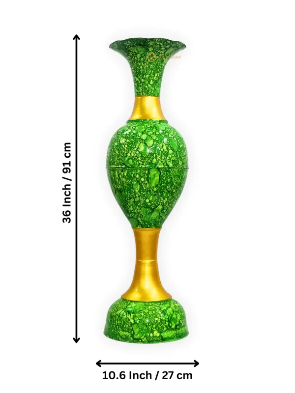Youngsera Metal Flower Vase | Marble Design Flower Vase | Perfect for Home Decor, Living Room, Corner Space| 36-Inch Height | Pack Of 1 | Green - Image 5