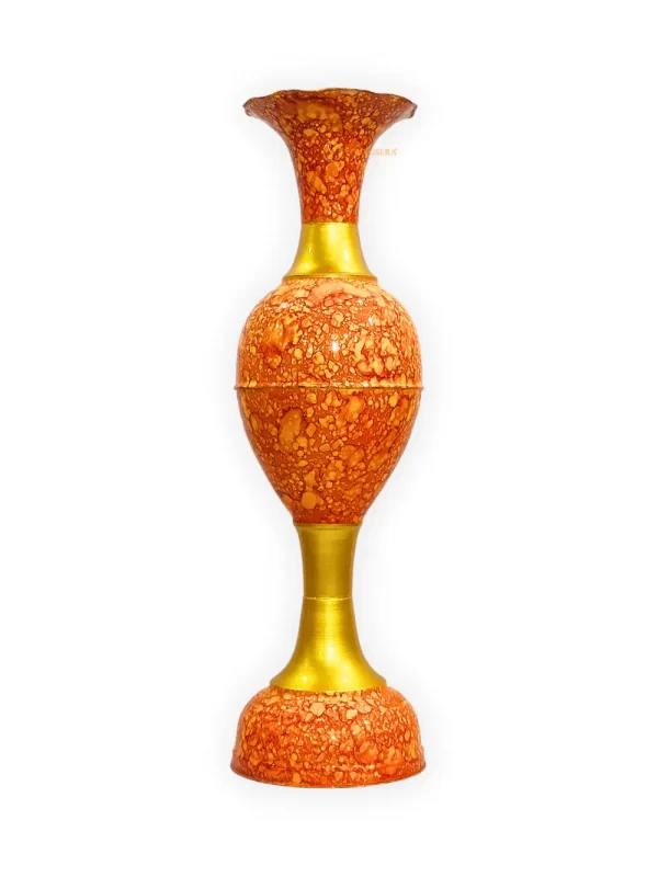 Youngsera Metal Flower Vase | Marble Design Flower Vase | Perfect for Home Decor, Living Room, Corner Space| 36-Inch Height | Pack Of 1 | Orange - Image 2