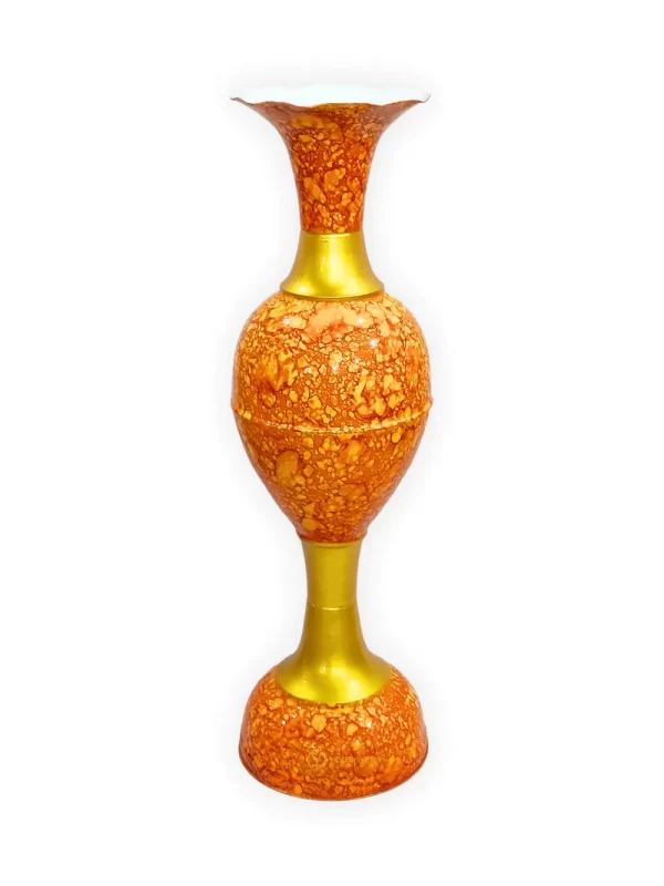 Youngsera Metal Flower Vase | Marble Design Flower Vase | Perfect for Home Decor, Living Room, Corner Space| 36-Inch Height | Pack Of 1 | Orange - Image 4