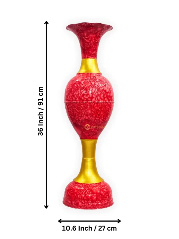 Youngsera Metal Flower Vase | Marble Design Flower Vase | Perfect for Home Decor, Living Room, Corner Space| 36-Inch Height | Pack Of 1 | Red - Image 5