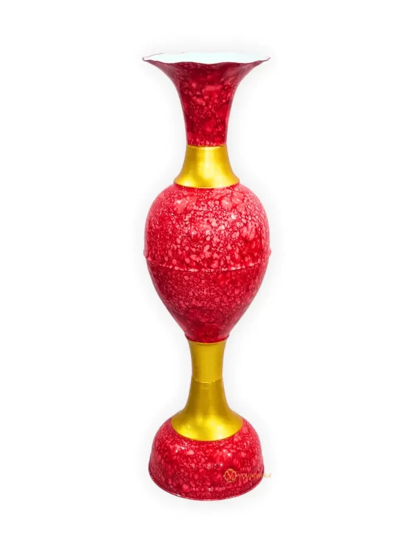 Youngsera Metal Flower Vase | Marble Design Flower Vase | Perfect for Home Decor, Living Room, Corner Space| 36-Inch Height | Pack Of 1 | Red - Image 4