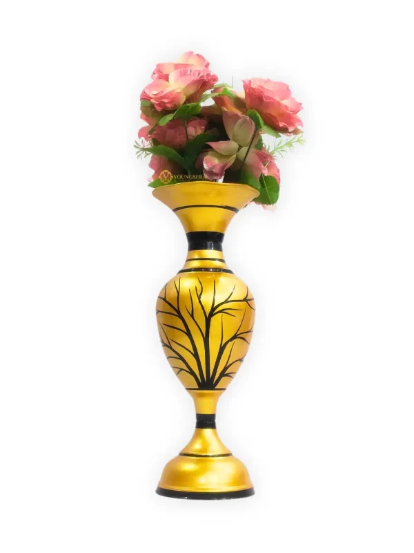 Youngsera Flower Vase For Artificial Flowers Home Décor Office Living Room Bedroom Table Decoration Item 15 Inch Vase | Golden - Image 3