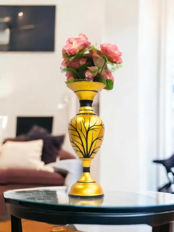 Youngsera Flower Vase For Artificial Flowers Home Décor Office Living Room Bedroom Table Decoration Item 15 Inch Vase | Golden - Image 7