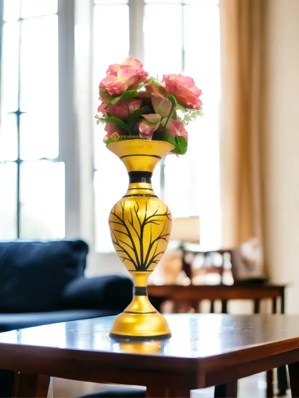 Youngsera Flower Vase For Artificial Flowers Home Décor Office Living Room Bedroom Table Decoration Item 15 Inch Vase | Golden - Image 1