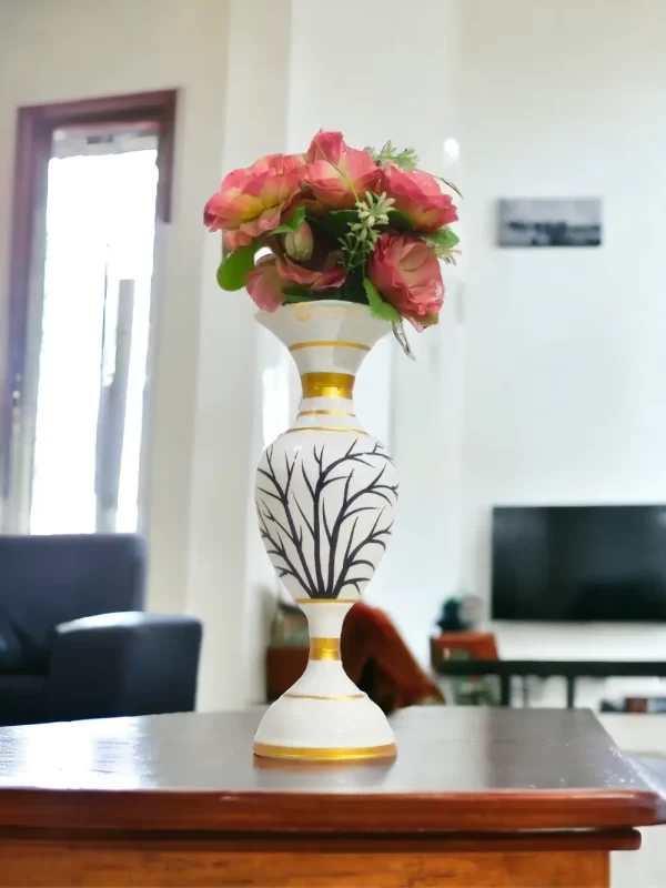 Youngsera Flower Vase For Artificial Flowers Home Décor Office Living Room Bedroom Table Decoration Item 15 Inch Vase | White - Image 1