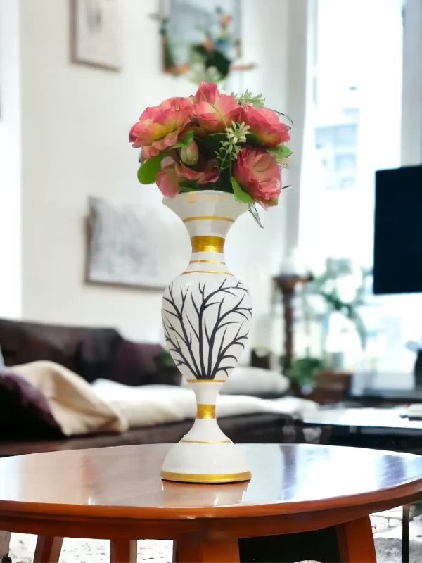 Youngsera Flower Vase For Artificial Flowers Home Décor Office Living Room Bedroom Table Decoration Item 15 Inch Vase | White - Image 7