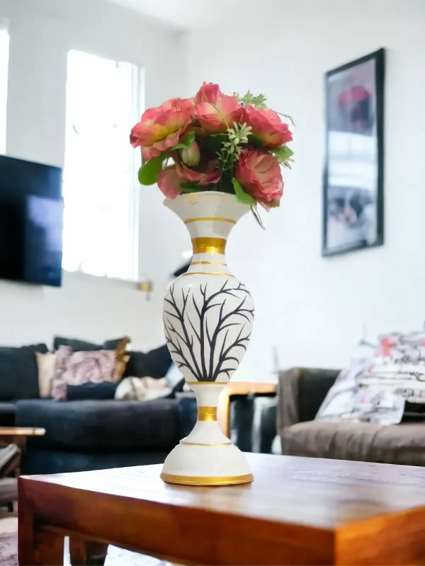 Youngsera Flower Vase For Artificial Flowers Home Décor Office Living Room Bedroom Table Decoration Item 15 Inch Vase | White - Image 6