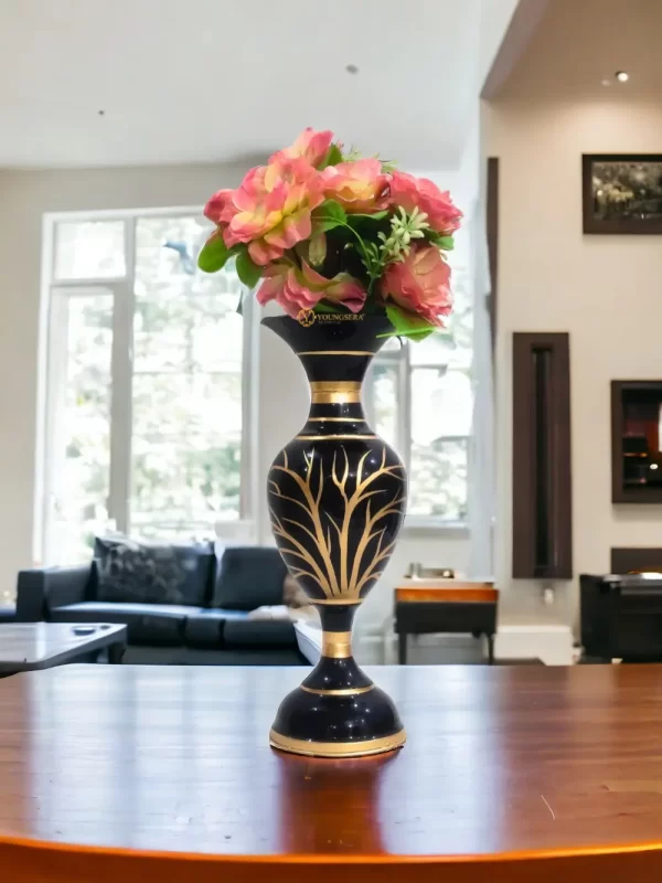 Youngsera Flower Vase For Artificial Flowers Home Décor Office Living Room Bedroom Table Decoration Item 15 Inch Vase | Black - Image 6