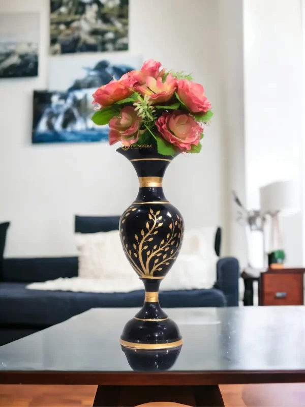 Youngsera Flower Vase For Artificial Flowers Home Décor Office Living Room Bedroom Table Decoration Item 15 Inch Vase | Black - Image 8