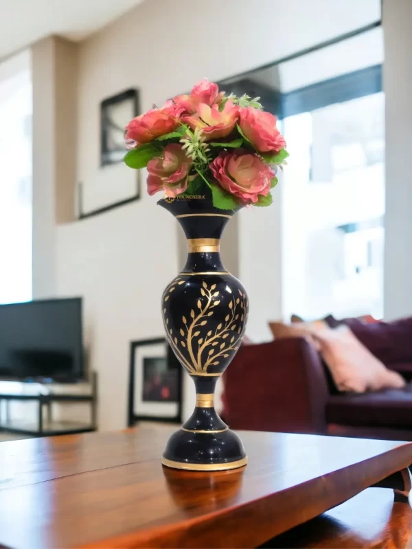 Youngsera Flower Vase For Artificial Flowers Home Décor Office Living Room Bedroom Table Decoration Item 15 Inch Vase | Black - Image 7
