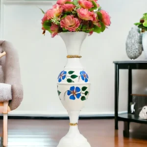 Youngsera 24-Inch Flower Vase: Classic White Vase with Charming Flowers Design for Timeless Home Decor - Blue