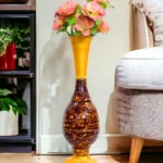 Youngsera 23-Inch Handmade Marble Design Surahi Flower Vase Perfect For Home Decor - Brown