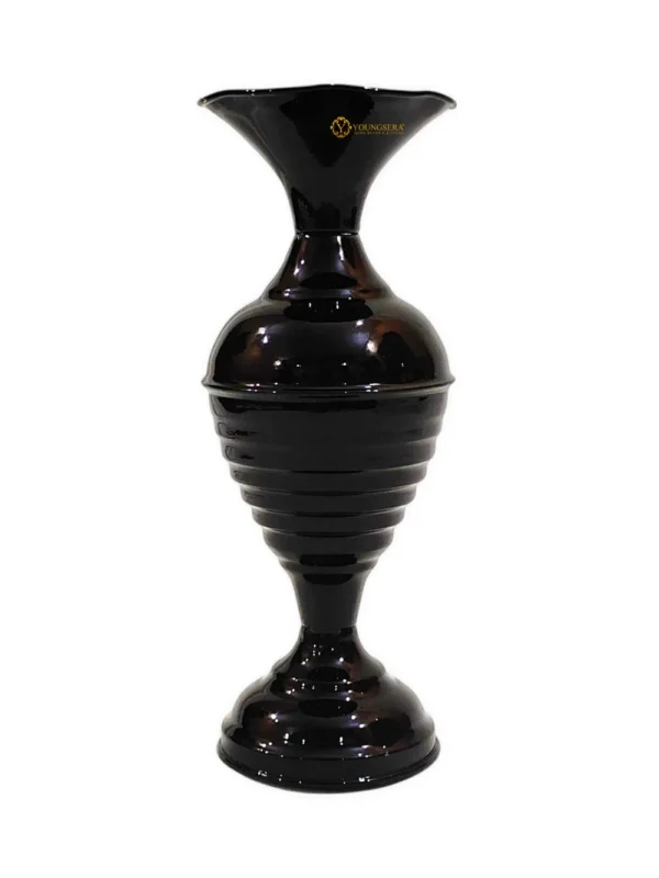 Youngsera Half Ring Design Flower Vase For Artificial Flowers Home Décor Office Living Room Bedroom Table Decoration Item 12 Inch Vase | Pack Of 2 | Black - Image 1