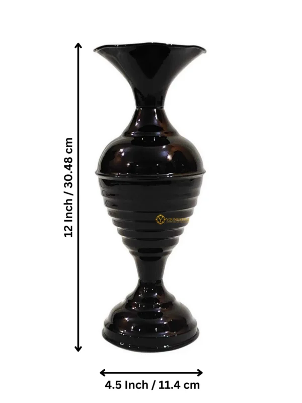 Youngsera Half Ring Design Flower Vase For Artificial Flowers Home Décor Office Living Room Bedroom Table Decoration Item 12 Inch Vase | Pack Of 2 | Black - Image 9