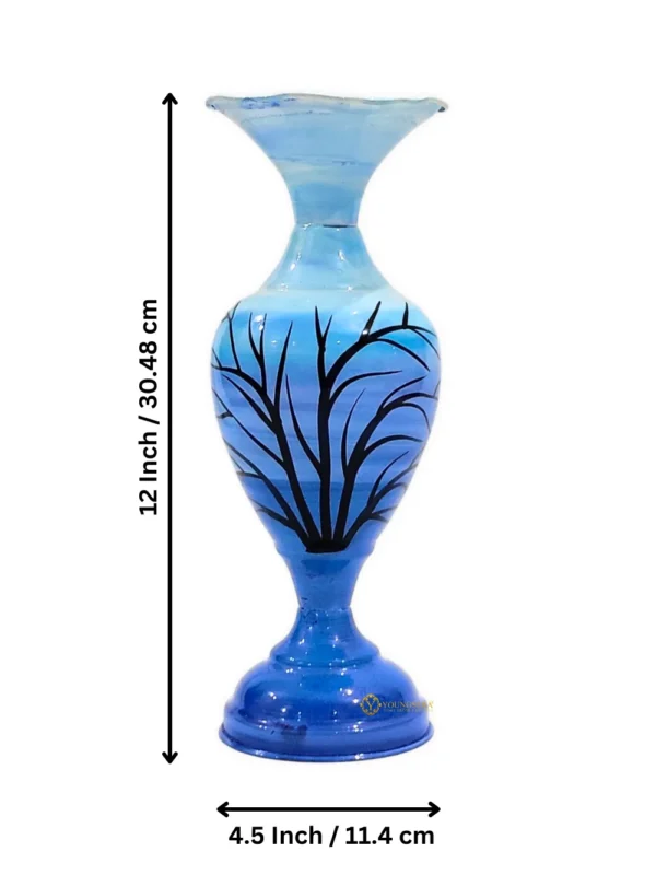 Youngsera Handmade Tree Design Flower Vase For Artificial Flowers Home Décor Office Living Room Bedroom Table Decoration Item 12 Inch Vase | Pack Of 2 | Blue - Image 6