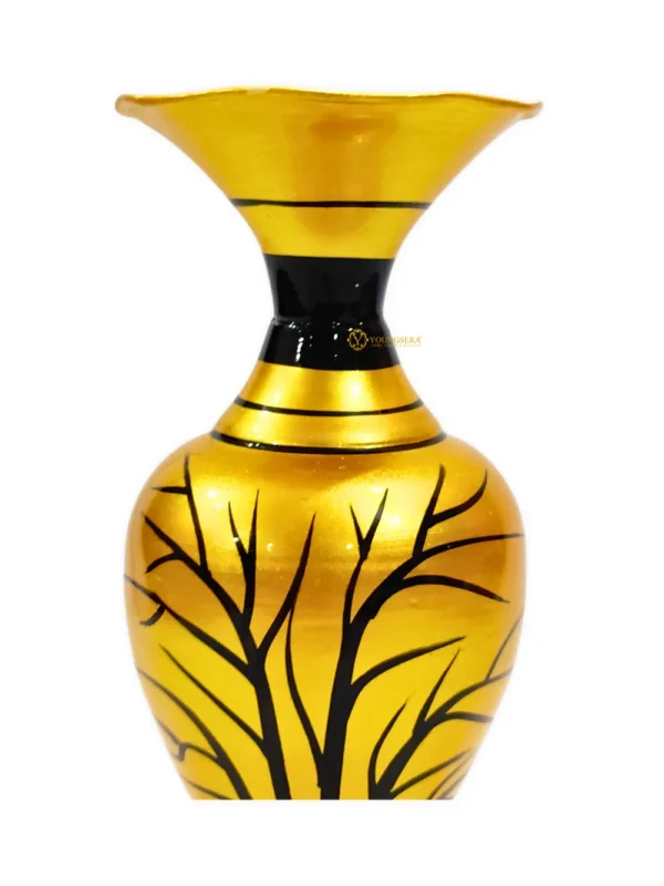 Youngsera Handmade Tree Design Flower Vase For Artificial Flowers Home Décor Office Living Room Bedroom Table Decoration Item 12 Inch Vase | Pack Of 2 | Golden - Image 4