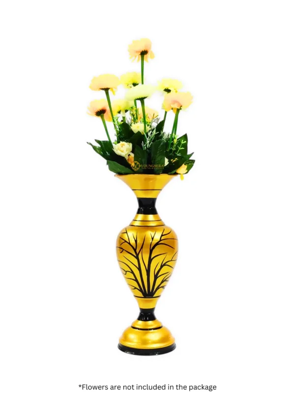 Youngsera Handmade Tree Design Flower Vase For Artificial Flowers Home Décor Office Living Room Bedroom Table Decoration Item 12 Inch Vase | Pack Of 2 | Golden - Image 2