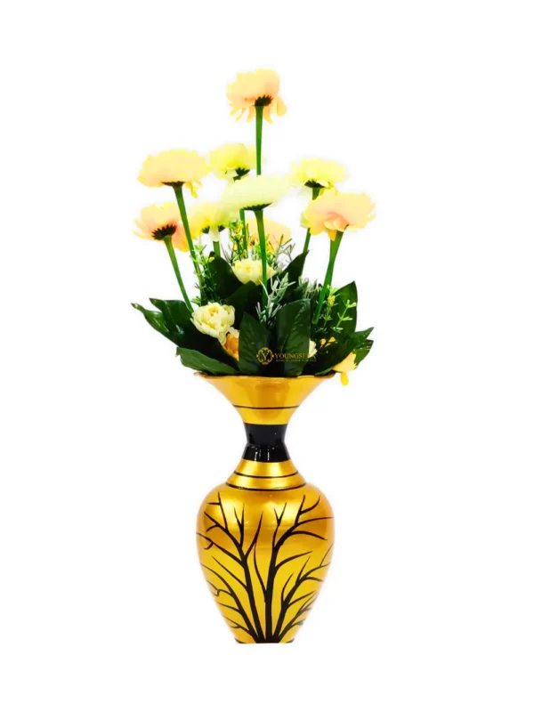 Youngsera Handmade Tree Design Flower Vase For Artificial Flowers Home Décor Office Living Room Bedroom Table Decoration Item 12 Inch Vase | Pack Of 2 | Golden - Image 7
