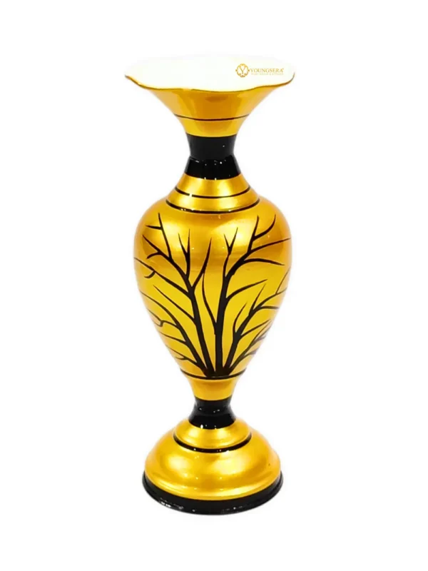 Youngsera Handmade Tree Design Flower Vase For Artificial Flowers Home Décor Office Living Room Bedroom Table Decoration Item 12 Inch Vase | Pack Of 2 | Golden - Image 3