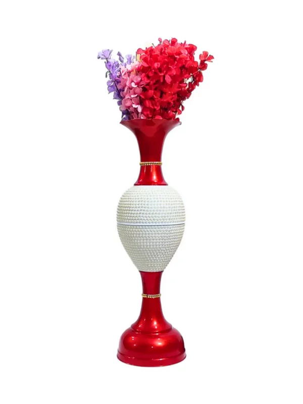 Youngsera 36-Inch Flower Vase: Exquisite Vase with White Pearls for Luxurious Home Decor - Red - Image 2