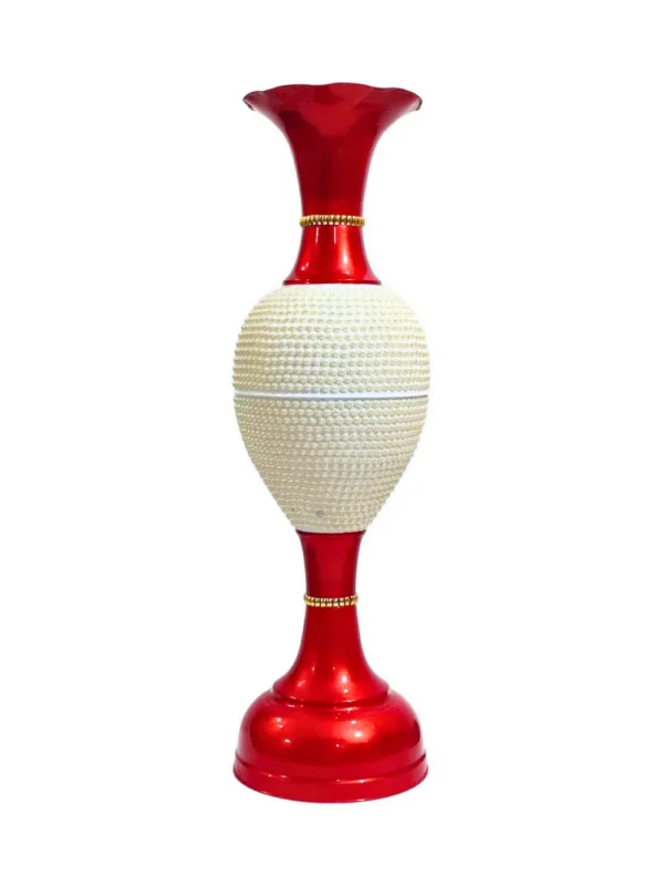 Youngsera 36-Inch Flower Vase: Exquisite Vase with White Pearls for Luxurious Home Decor - Red - Image 1