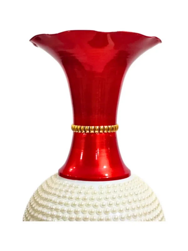 Youngsera 36-Inch Flower Vase: Exquisite Vase with White Pearls for Luxurious Home Decor - Red - Image 4