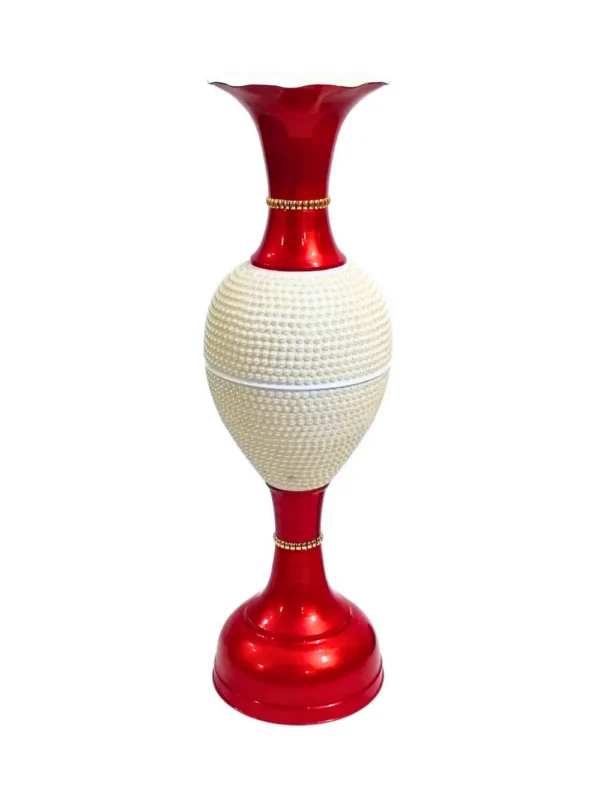 Youngsera 36-Inch Flower Vase: Exquisite Vase with White Pearls for Luxurious Home Decor - Red - Image 3