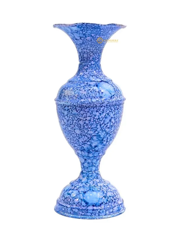 Youngsera Marble Design Flower Vase For Artificial Flowers Home Décor Office Living Room Bedroom Table Decoration Item 9 Inch Vase | Pack Of 2 | Blue - Image 1