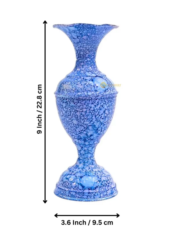 Youngsera Marble Design Flower Vase For Artificial Flowers Home Décor Office Living Room Bedroom Table Decoration Item 9 Inch Vase | Pack Of 2 | Blue - Image 6