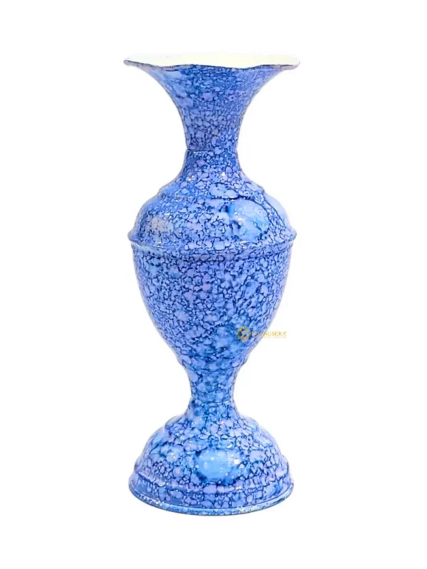 Youngsera Marble Design Flower Vase For Artificial Flowers Home Décor Office Living Room Bedroom Table Decoration Item 9 Inch Vase | Pack Of 2 | Blue - Image 3