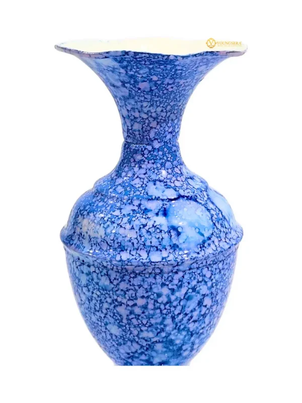 Youngsera Marble Design Flower Vase For Artificial Flowers Home Décor Office Living Room Bedroom Table Decoration Item 9 Inch Vase | Pack Of 2 | Blue - Image 4