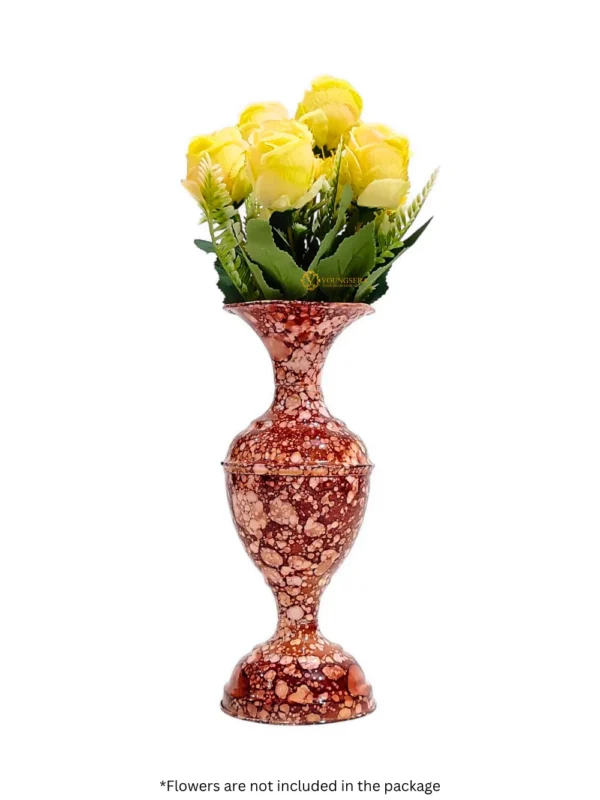 Youngsera Marble Design Flower Vase For Artificial Flowers Home Décor Office Living Room Bedroom Table Decoration Item 9 Inch Vase | Pack Of 2 | Brown - Image 2