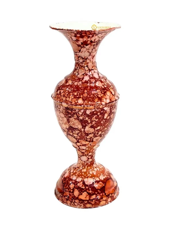 Youngsera Marble Design Flower Vase For Artificial Flowers Home Décor Office Living Room Bedroom Table Decoration Item 9 Inch Vase | Pack Of 2 | Brown - Image 3