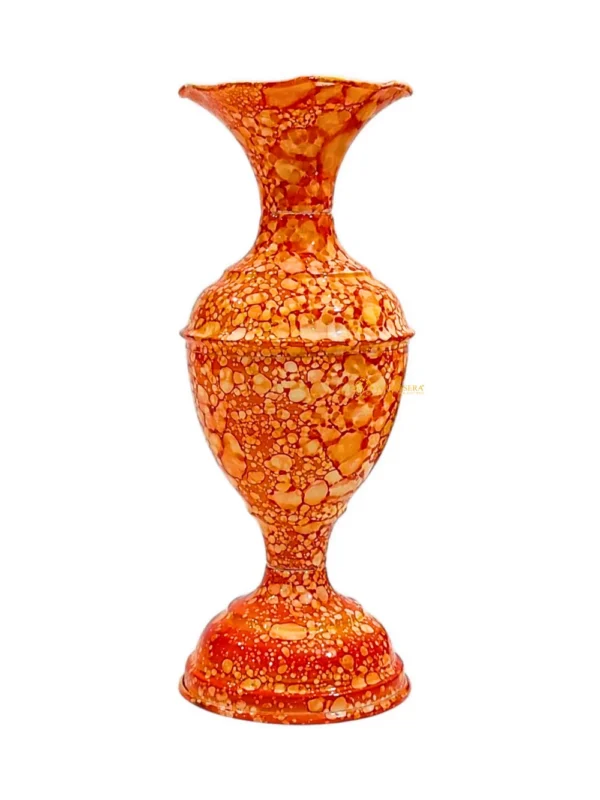 Youngsera Marble Design Flower Vase For Artificial Flowers Home Décor Office Living Room Bedroom Table Decoration Item 9 Inch Vase | Pack Of 2 | Orange - Image 1