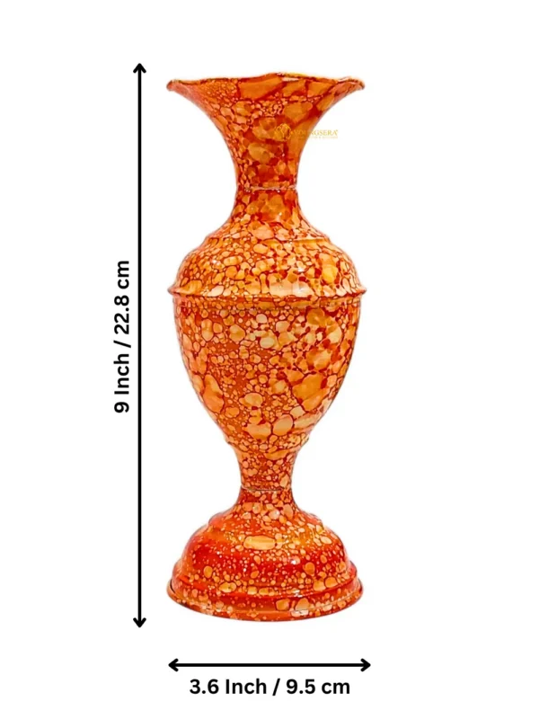 Youngsera Marble Design Flower Vase For Artificial Flowers Home Décor Office Living Room Bedroom Table Decoration Item 9 Inch Vase | Pack Of 2 | Orange - Image 7