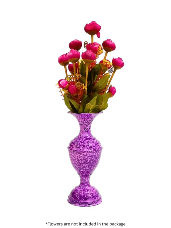 Youngsera Marble Design Flower Vase For Artificial Flowers Home Décor Office Living Room Bedroom Table Decoration Item 9 Inch Vase | Pack Of 2 | Purple - Image 2