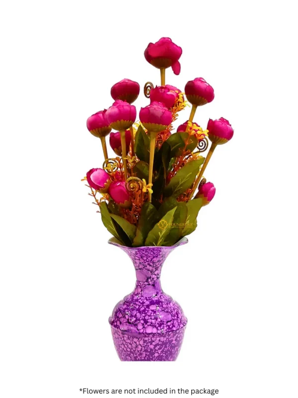 Youngsera Marble Design Flower Vase For Artificial Flowers Home Décor Office Living Room Bedroom Table Decoration Item 9 Inch Vase | Pack Of 2 | Purple - Image 6