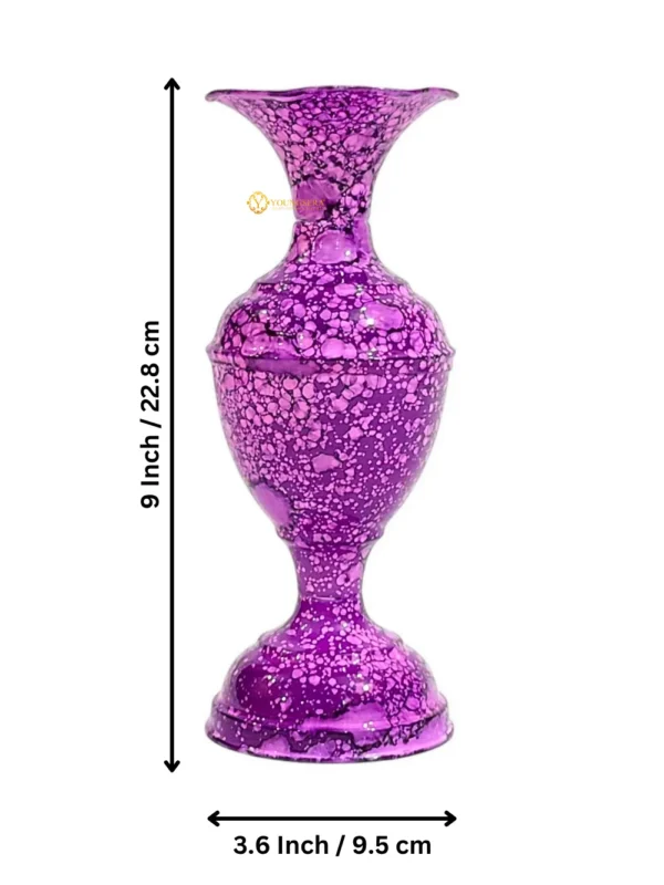 Youngsera Marble Design Flower Vase For Artificial Flowers Home Décor Office Living Room Bedroom Table Decoration Item 9 Inch Vase | Pack Of 2 | Purple - Image 7