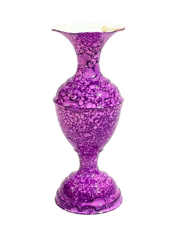 Youngsera Marble Design Flower Vase For Artificial Flowers Home Décor Office Living Room Bedroom Table Decoration Item 9 Inch Vase | Pack Of 2 | Purple - Image 3