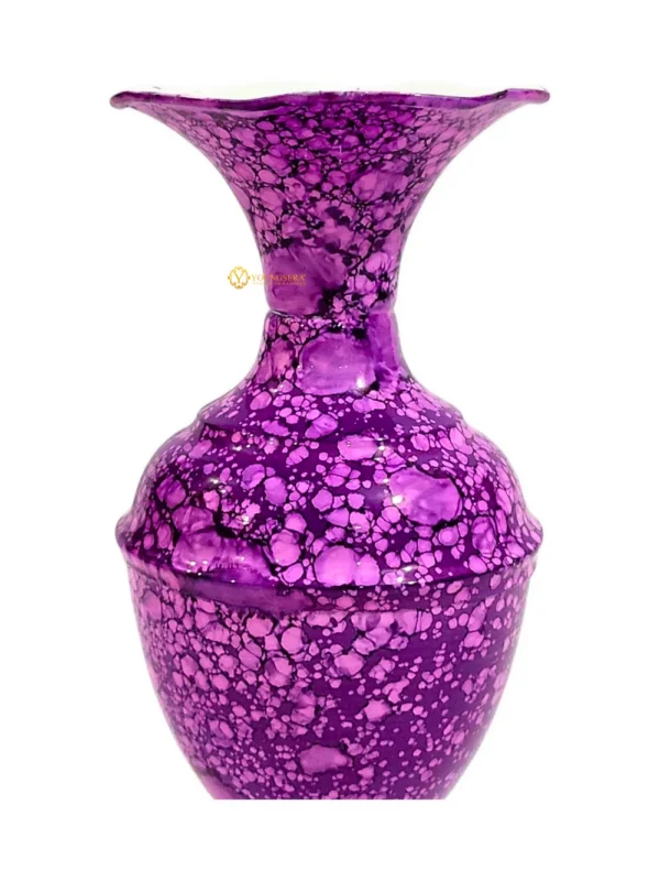 Youngsera Marble Design Flower Vase For Artificial Flowers Home Décor Office Living Room Bedroom Table Decoration Item 9 Inch Vase | Pack Of 2 | Purple - Image 4