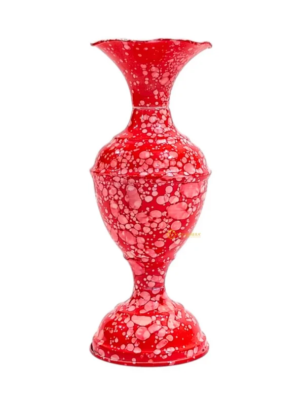 Youngsera Marble Design Flower Vase For Artificial Flowers Home Décor Office Living Room Bedroom Table Decoration Item 9 Inch Vase | Pack Of 2 | Red - Image 1