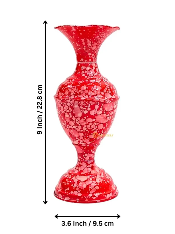 Youngsera Marble Design Flower Vase For Artificial Flowers Home Décor Office Living Room Bedroom Table Decoration Item 9 Inch Vase | Pack Of 2 | Red - Image 6